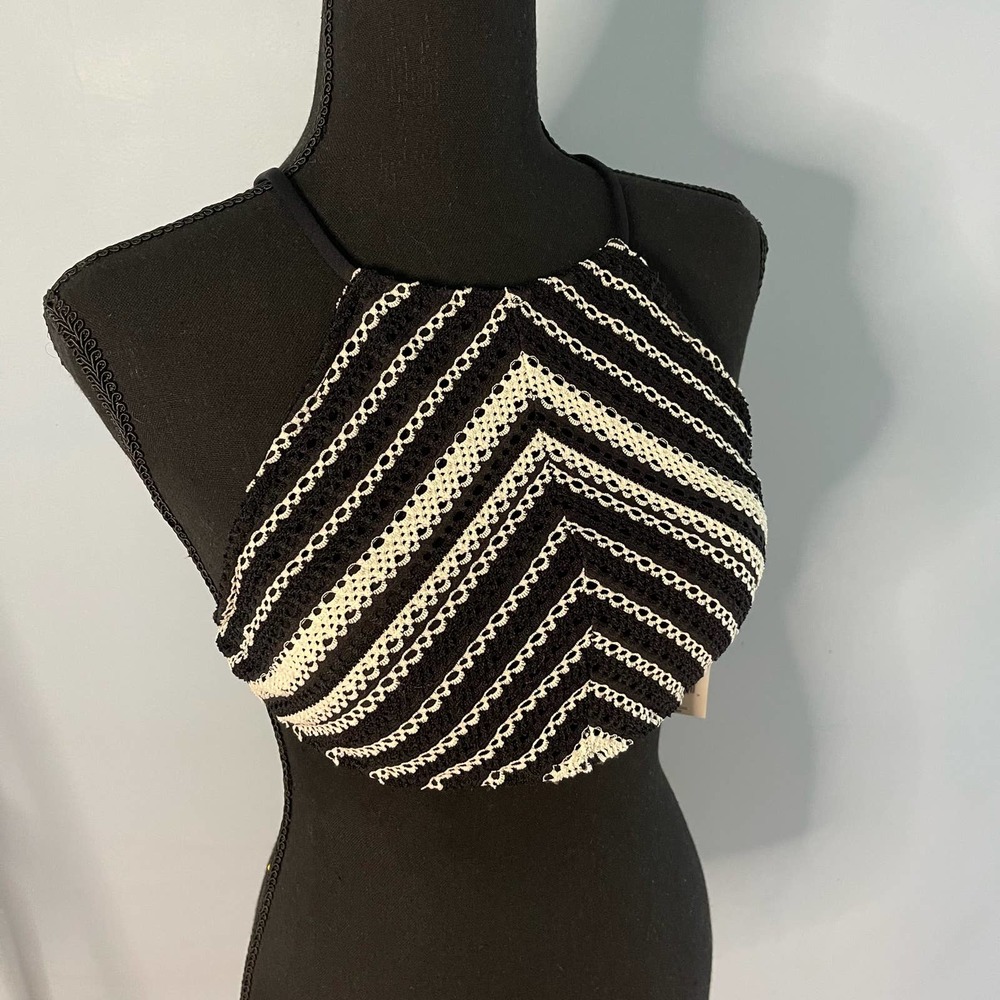 Ralph Lauren Desert Crochet Stripe High Neck Swim Bikini Top - Picture 2 of 11